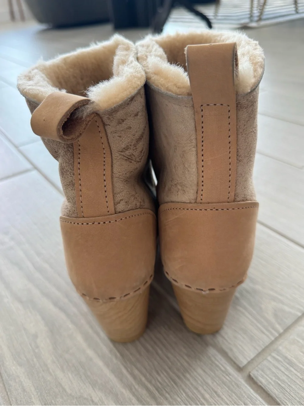 NO 6 Sherpa Clog Ankle Boots Size 35 GUC
